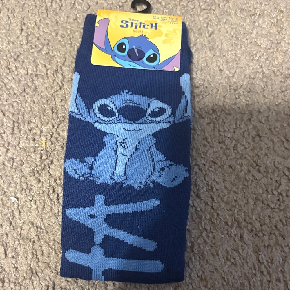 Disney Stitch Kids Socks - Navy and Light Blue
